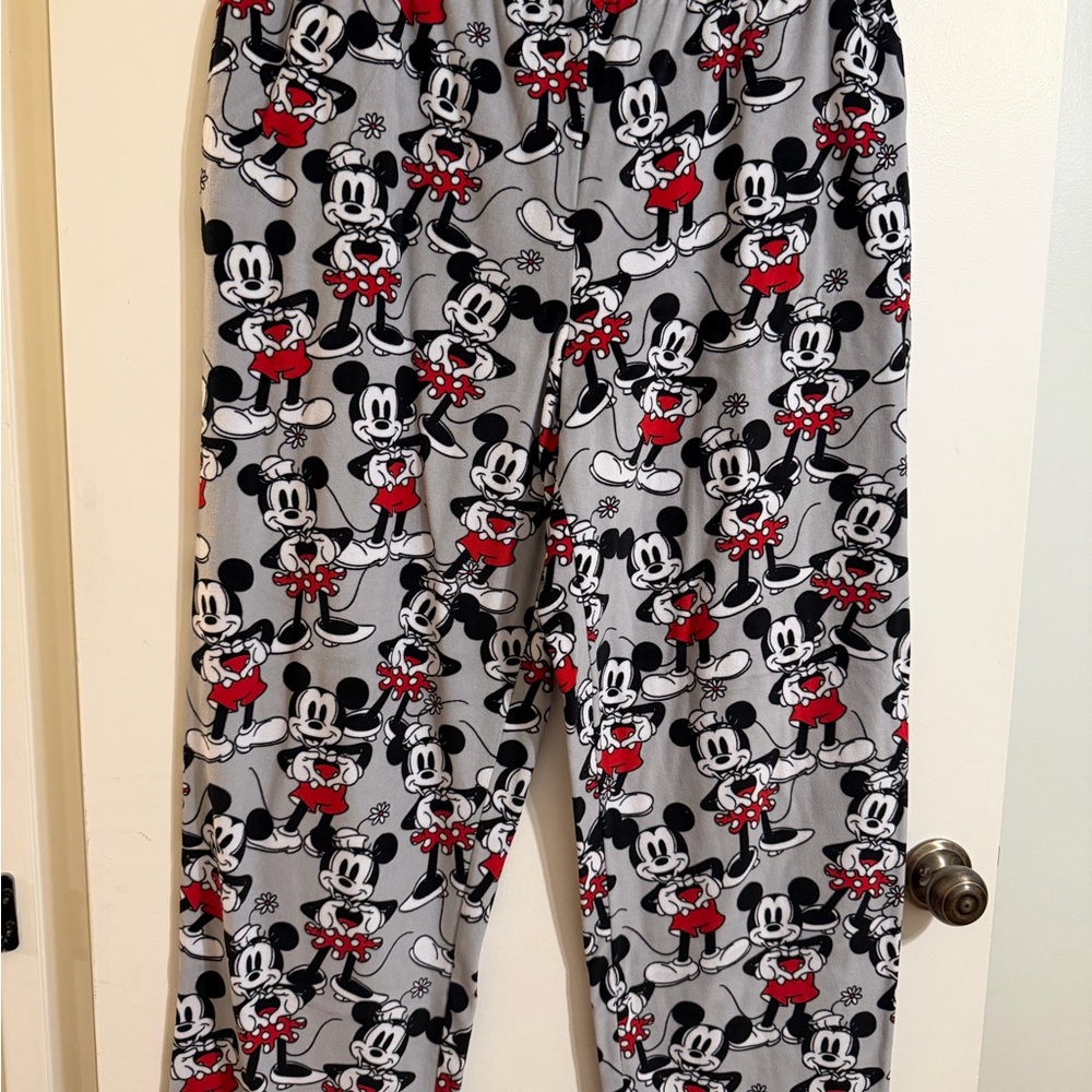 Disney Mickey Mouse Women’s Plus Pajama Bottoms - Gray and Red size 2X